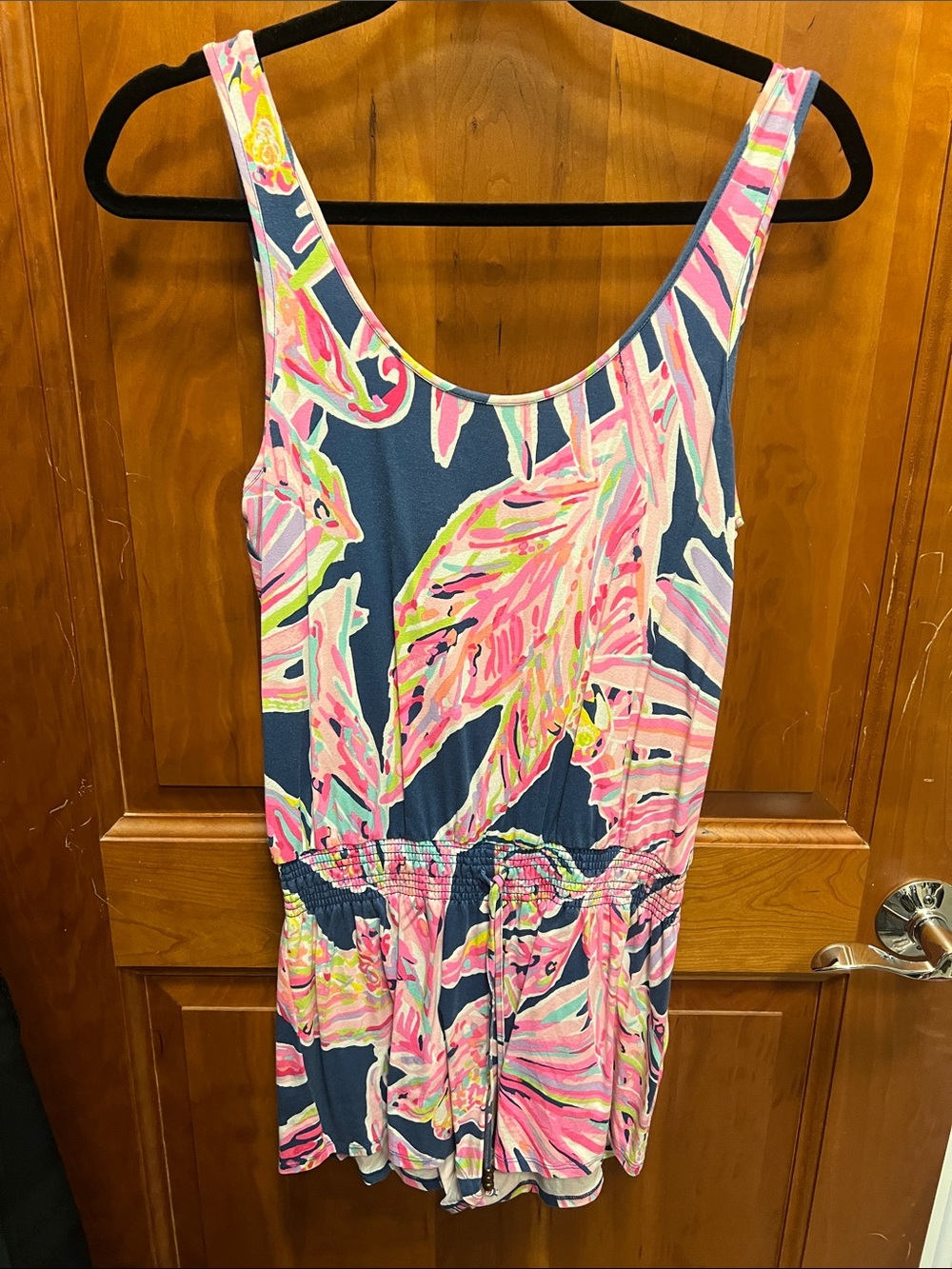 Lilly Pulitzer Navy Pink Tropical Print Romper